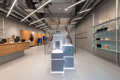 Interior of Bang & Olufsen’s New Bond Street store, showing products on display